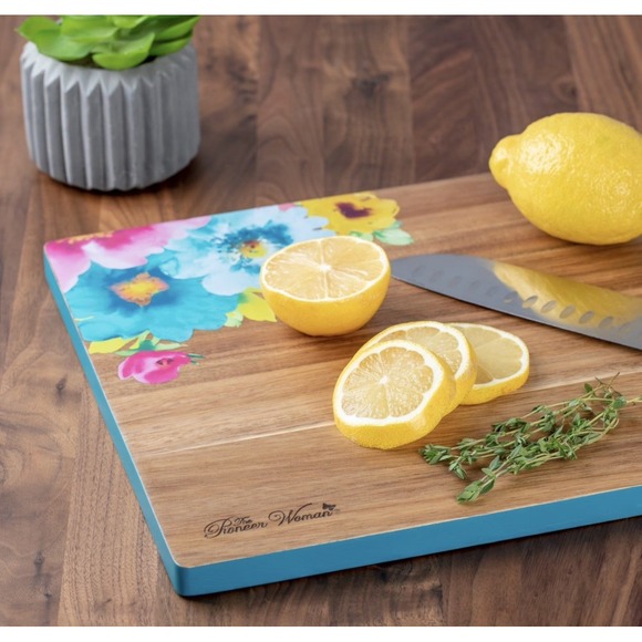 The Pioneer Woman Other - The Pioneer Woman Acacia Wood 12x18 Cutting Board Granny Cottage Core Floral